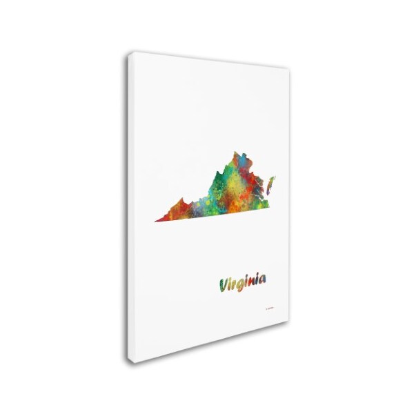 Marlene Watson 'Virginia State Map-1' Canvas Art,12x19